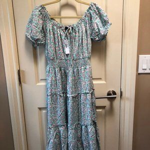 Puff-sleeve midi prairie dress